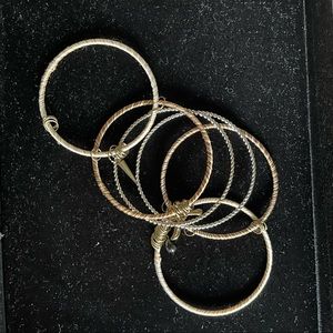 Bronze Textured Bangle Bracelet w/charms Stack